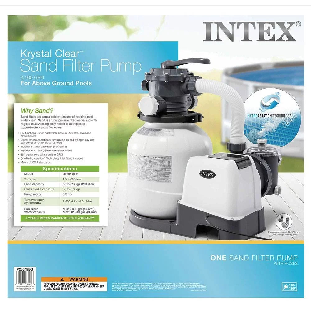 Intex 2100  Pool Sand Filter Pump w/Krystal Clear Saltwater System