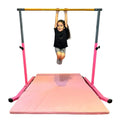 5-Star  Pink Gymnastic Kip Bar, Adjustable 3-5FT, Kids Junior Training, Heavy-Duty, Curved Legs, Home Gym Equipment