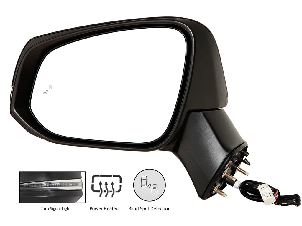 Replacement Exterior Rear View Mirror fits 2019 - 2022 Toyota RAV4 Power Heated with Blind Spot Detection Signal Light Smooth Cap Driver Left Side 8794042E11 TO1320388