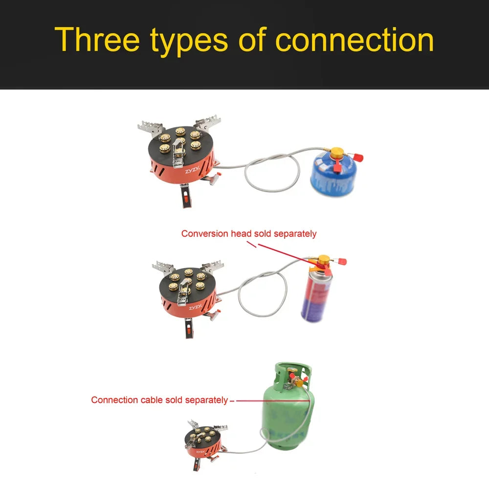 7-Core Camping Stove, Windproof and High-Power Gases Stove - Outdoor Furnace
