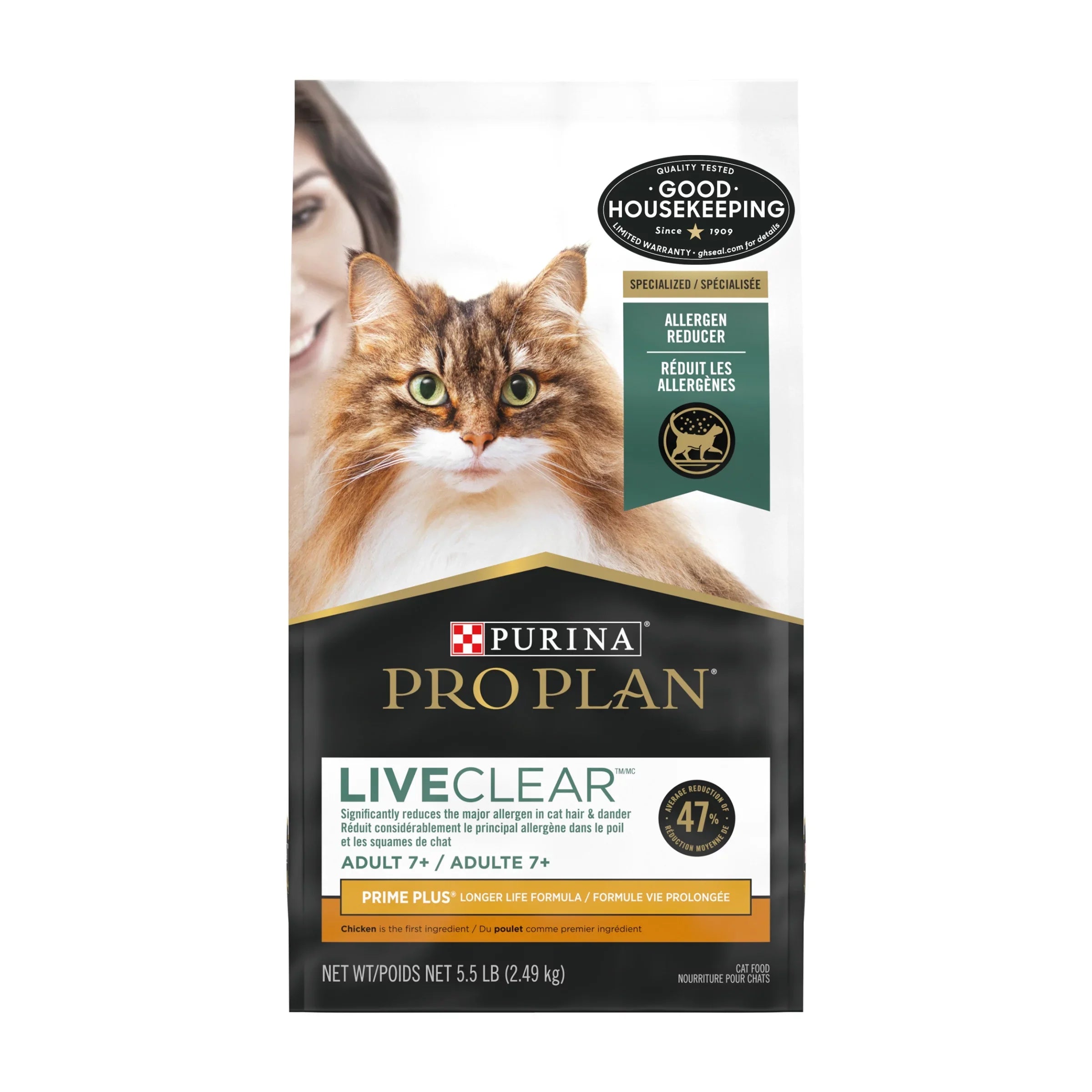 Purina Pro Plan LiveClear Prime Plus Formula Chicken Dry Cat Food, 5.5 lb Bag