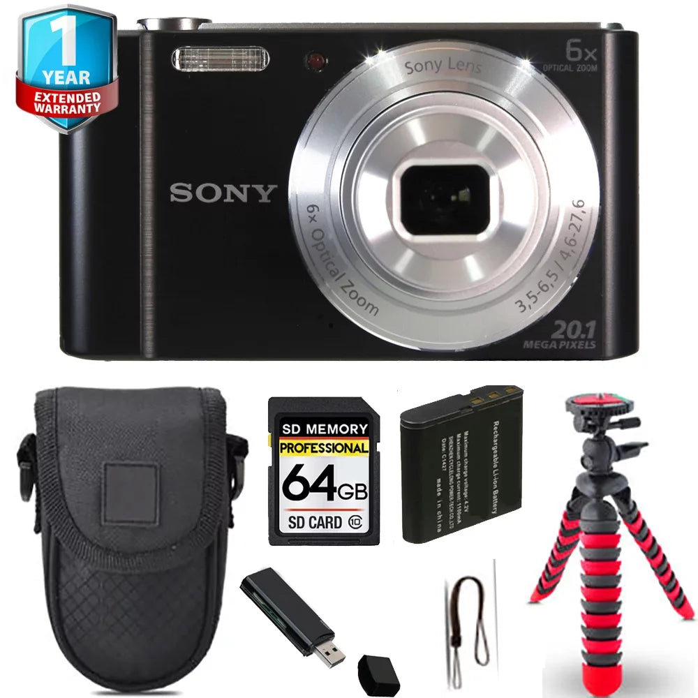 Sony Cyber-shot -W810 Digital Camera + Spider Tripod + 1 Yr Warranty - 64GB
