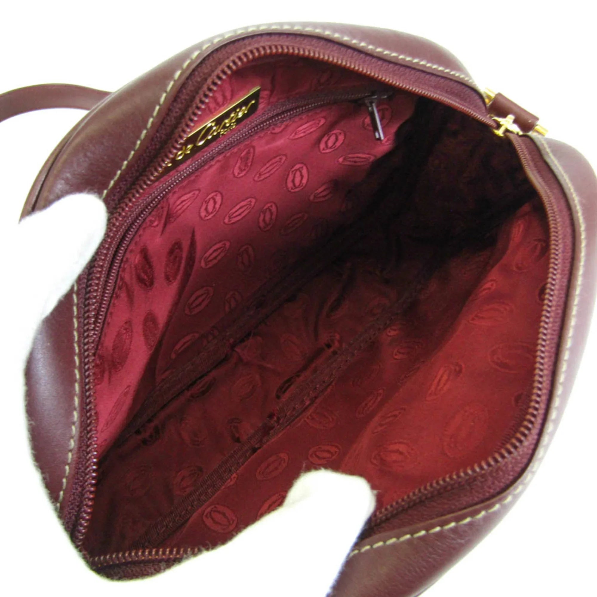 Pre-Owned Cartier Must Women's Leather Shoulder Bag Bordeaux (Good)