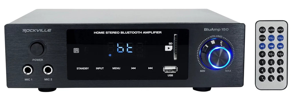Rockville  150 Amplifier w/ Bluetooth+(4) 6.5" Bookshelf Speakers+Stands