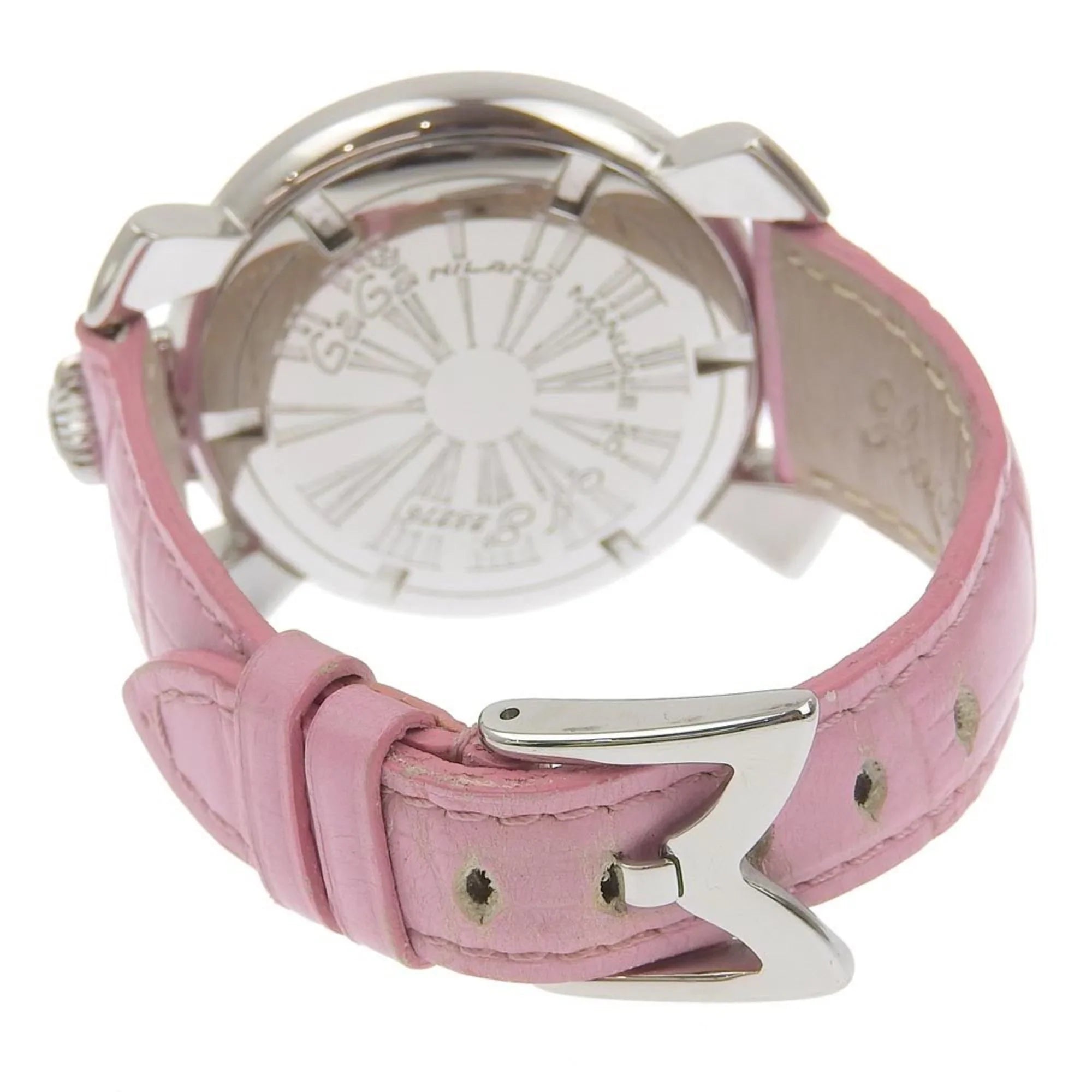 Pre-Owned Gaga Milano Manuale Watch 5020 Stainless Steel Quartz Analog Display White Dial Men's I220823012 (Good)
