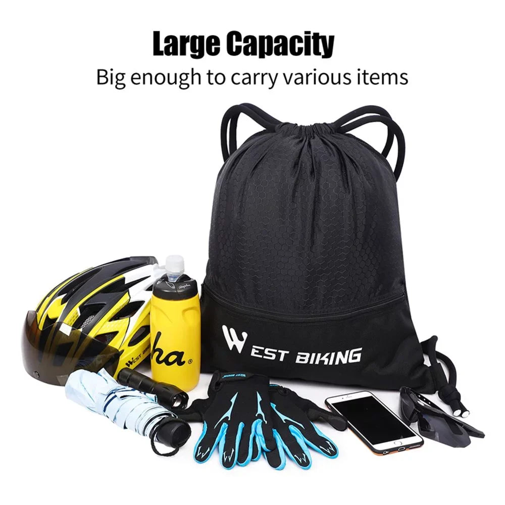 Drawstring Bag Outdoor Sports Sackpack Backpack, Black