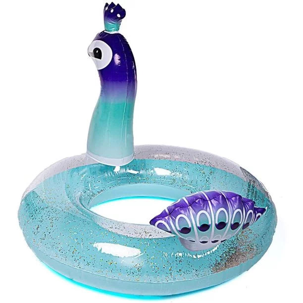 Calla Inflatable Swimming Pool Glitter Pool Float Peacock Designed with Fast Valves Summer Beach Party Lounge Raft Decorations Toys for Kids | 48 Inch