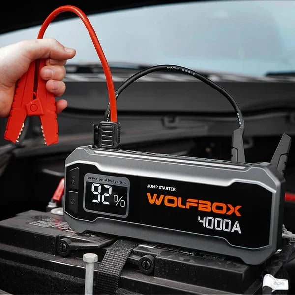 4000A 12V Car Battery Jump Starter(10L Gas 10L Diesel Engine) Powerful Car Jump Starter with 65W Quick Charger, Built-in  Light, Jumper Cables, 24000mAh Portable Jump Starter Battery Pack