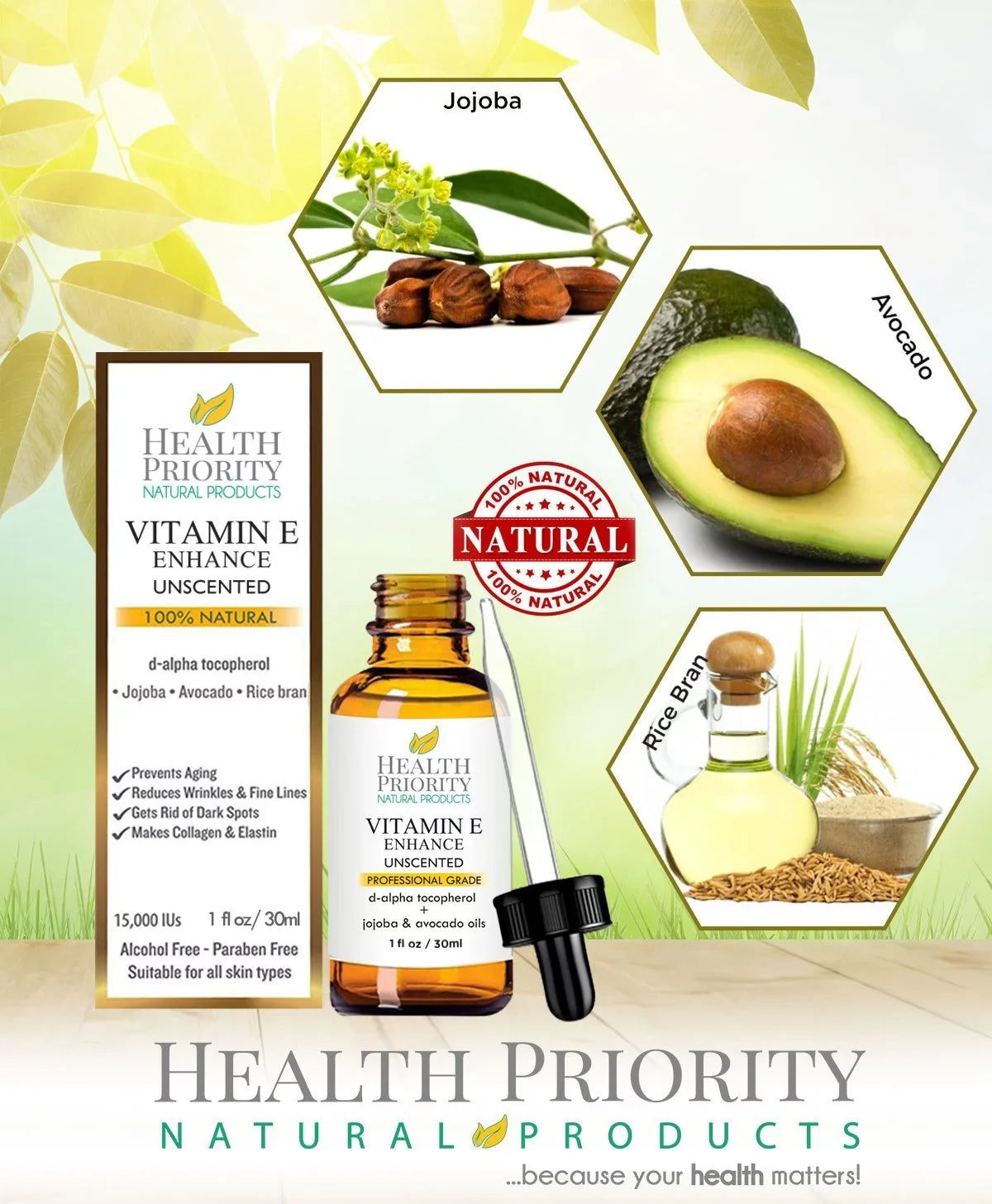 Organic Vitamin E Oil - Small Batch, Handmade in the  - Unscented, 0.5 oz