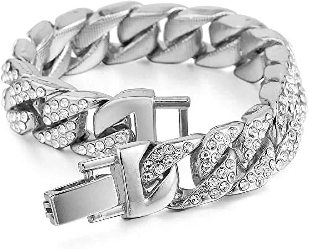 Bling-ed Out It's Lit! Hip Hop Watch & Jewerly Set w/Cuban Chain Bracelet, Kite Bling Earrings & Ring - GJM13 (8, ST10311  ) : B0CHF5CL34