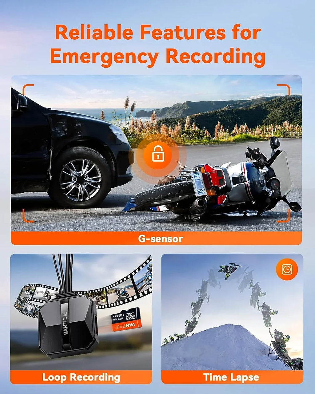 Vantrue F1 Motorcycle 4K Dashcam (4K + 1080P)  | WiFi | Parking Mode (No  Card)