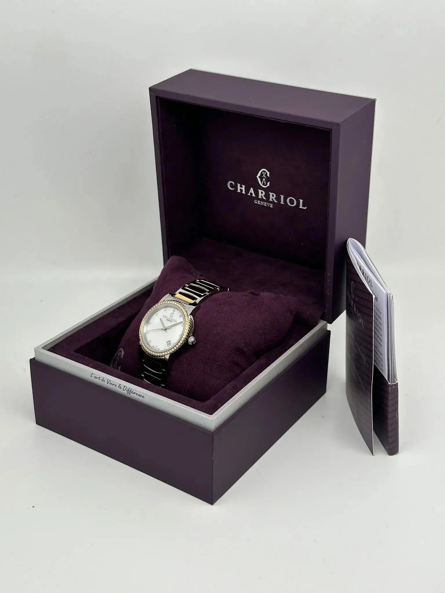 New with defects Charriol Parisii 0.40cttw Quartz Ladies Watch P33SY2D.921.001