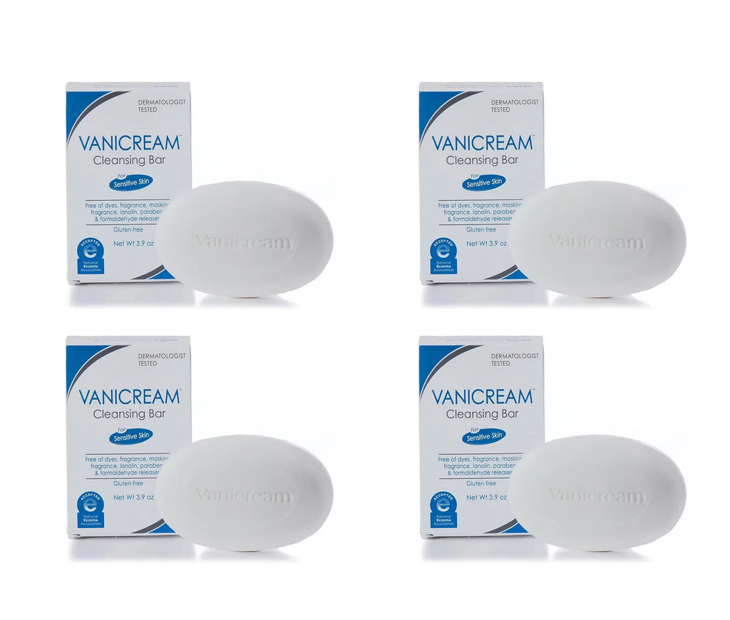 Vanicream Cleansing Bar For Sensitive Skin, Gluten and Sulfate Free, 3.9 oz (Pack of 4)