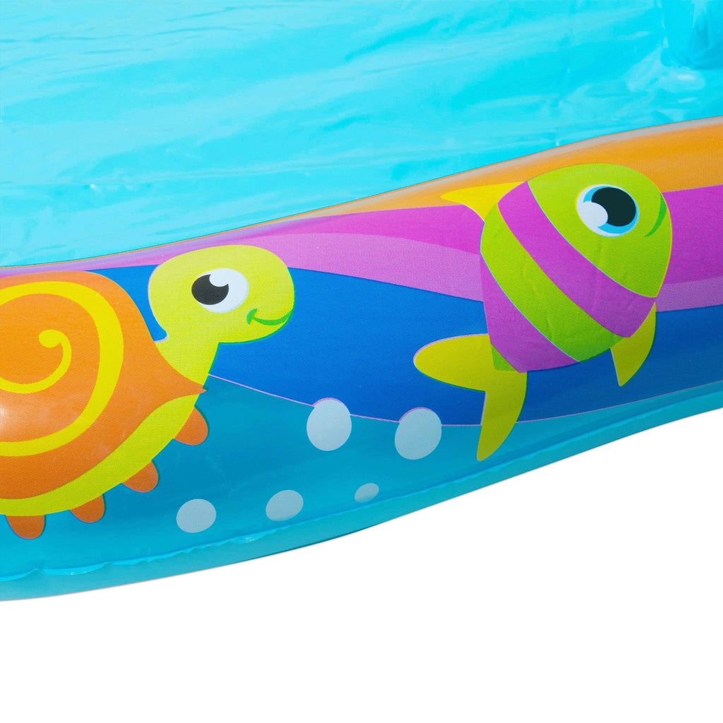 Banzai Shade 'N Slide Turtle Inflatable Kiddie Splash Pool with Sprinkler