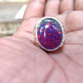 Certified Natural Australian Opal Engagement Ring, Cabochon Lover Gift Ring, Welo Fire Opal October Birthstone Ring, Gifted Item for Her