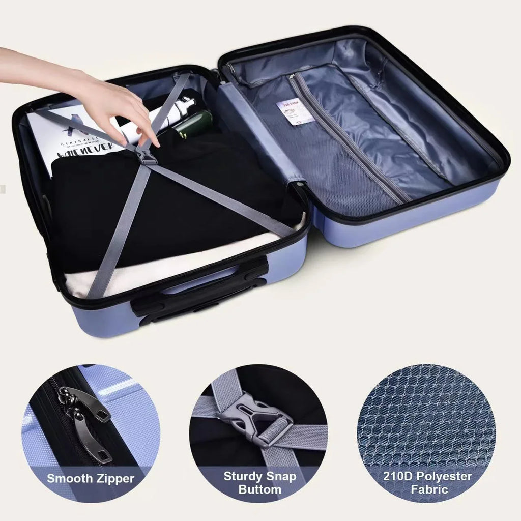 3-Piece Luggage Sets,Luggage Expandable Suitcase,Lightweight Suitcase with  Lock Spinner,Luggage Set +,Durable Luggage Set with 4-Wheel Spinner and Hooks, (20", 24", 28"),Purple