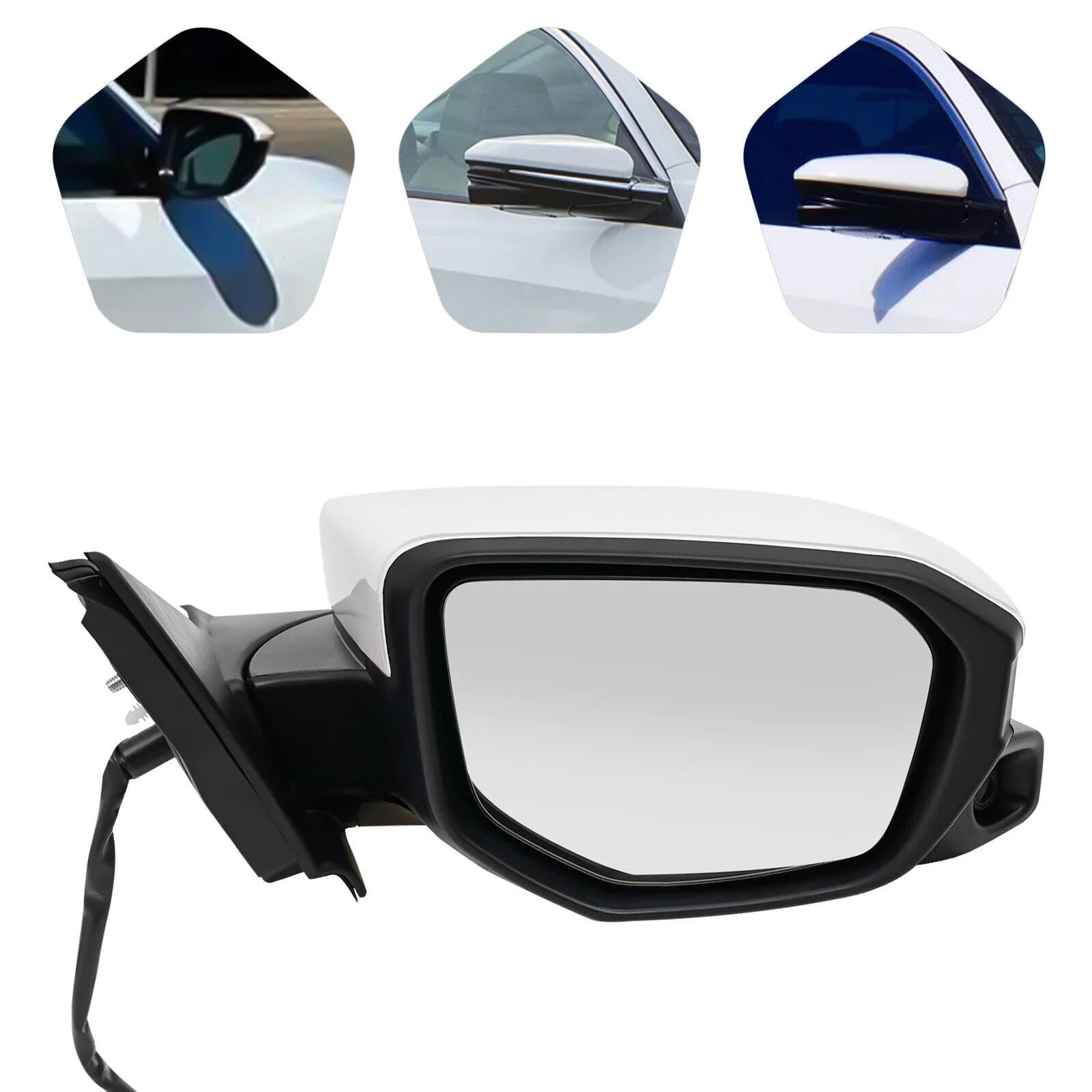 Right Side Mirror Power Heated View Camera Fit 2016-2020 Honda Civic Sedan White
