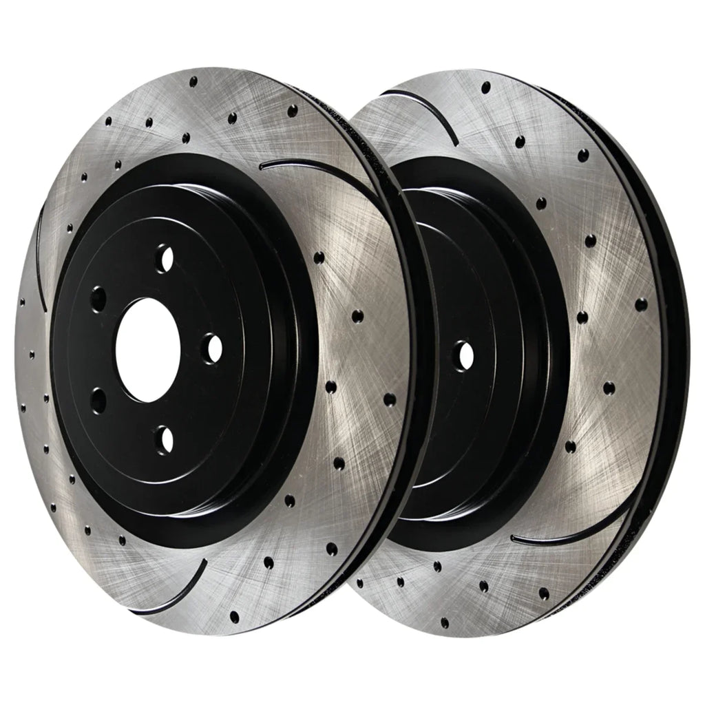 AutoShack Front Drilled Slotted Brake Rotors Black Set of 2 Driver and Passenger Side Replacement for 2012 2013 2014 Chrysler 200 2008-2009 Dodge Caliber 2012-2014 Avenger 2.4L 3.6L V6  PR63060LR