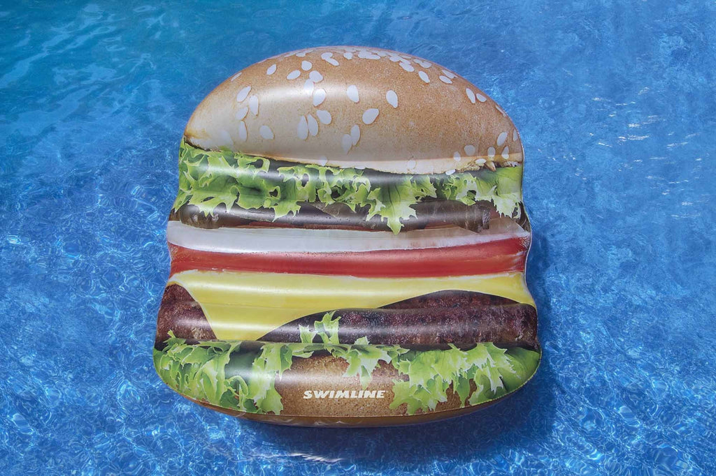 Inflatable Brown Cheeseburger Deluxe Island Swimming Pool Float 60-Inch