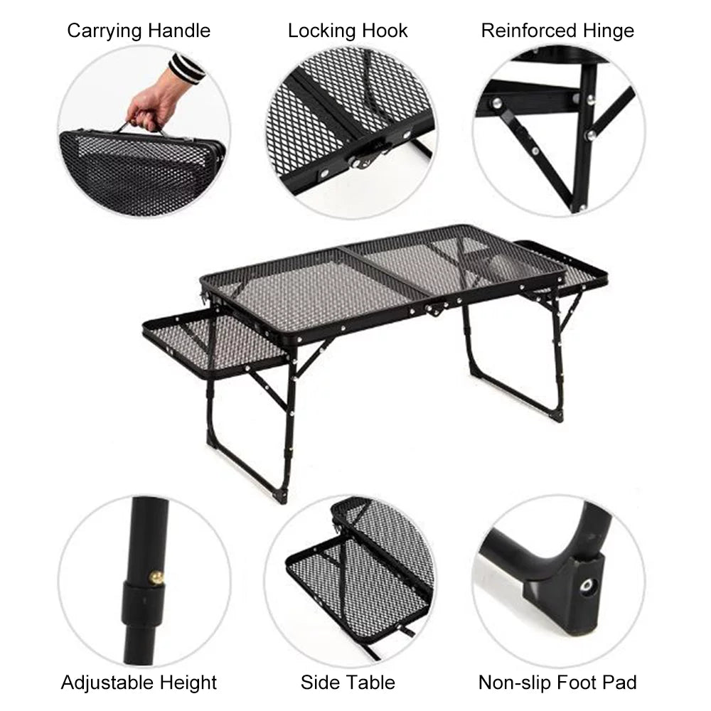 Anself Folding Camping Table, Portable Picnic Cooking Station, Food Prep Table, Dining Gear