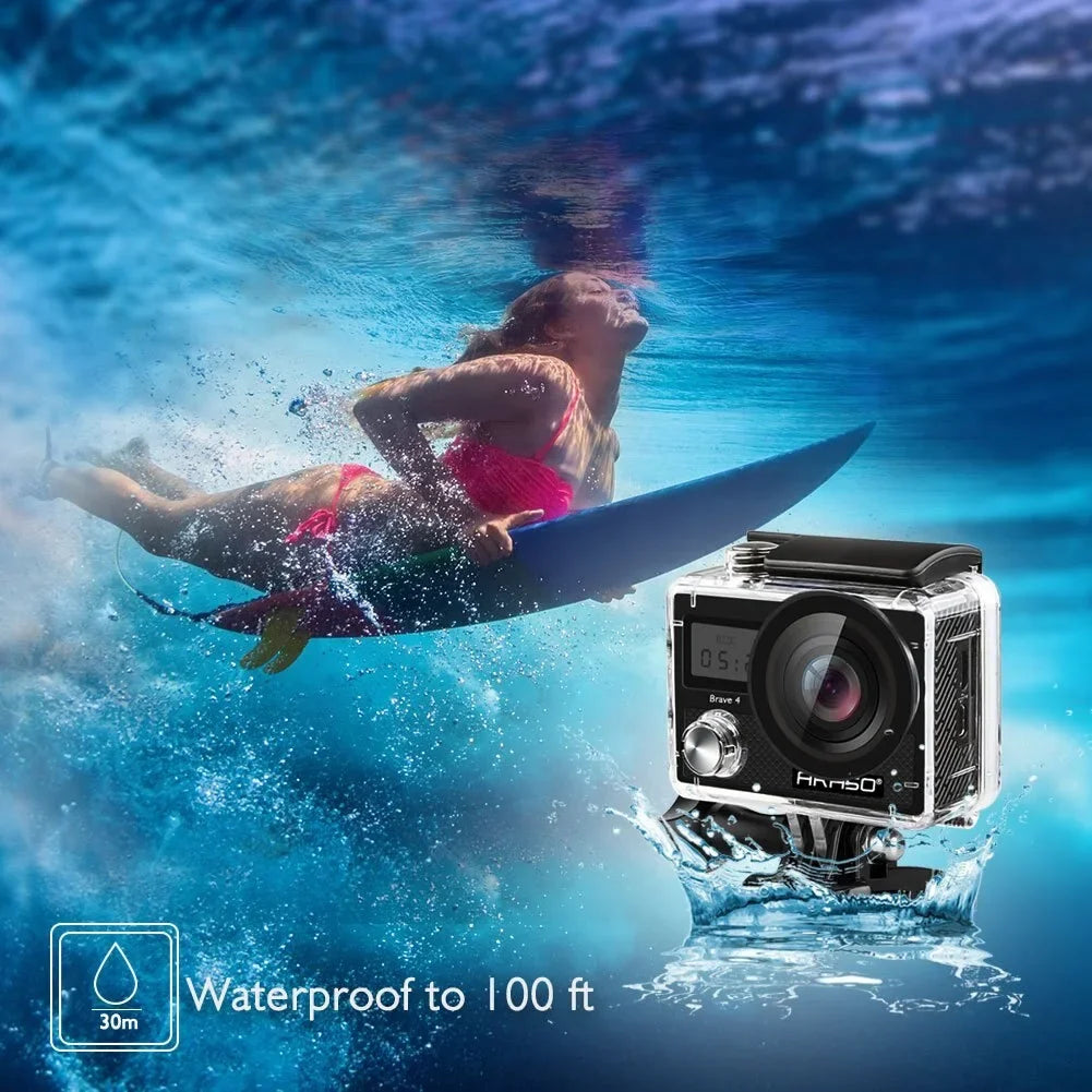 Brave 4 Waterproof Sports Action Camera Full  4K 20MP with Wi-Fi (Black)