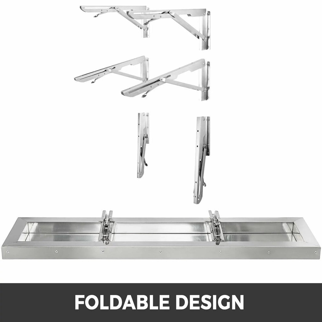 Concession Shelf 48L x 12W inch Stainless Steel Drop Down Folding Serving Food Shelf Stand Serving for Concession Trailer Serving Window
