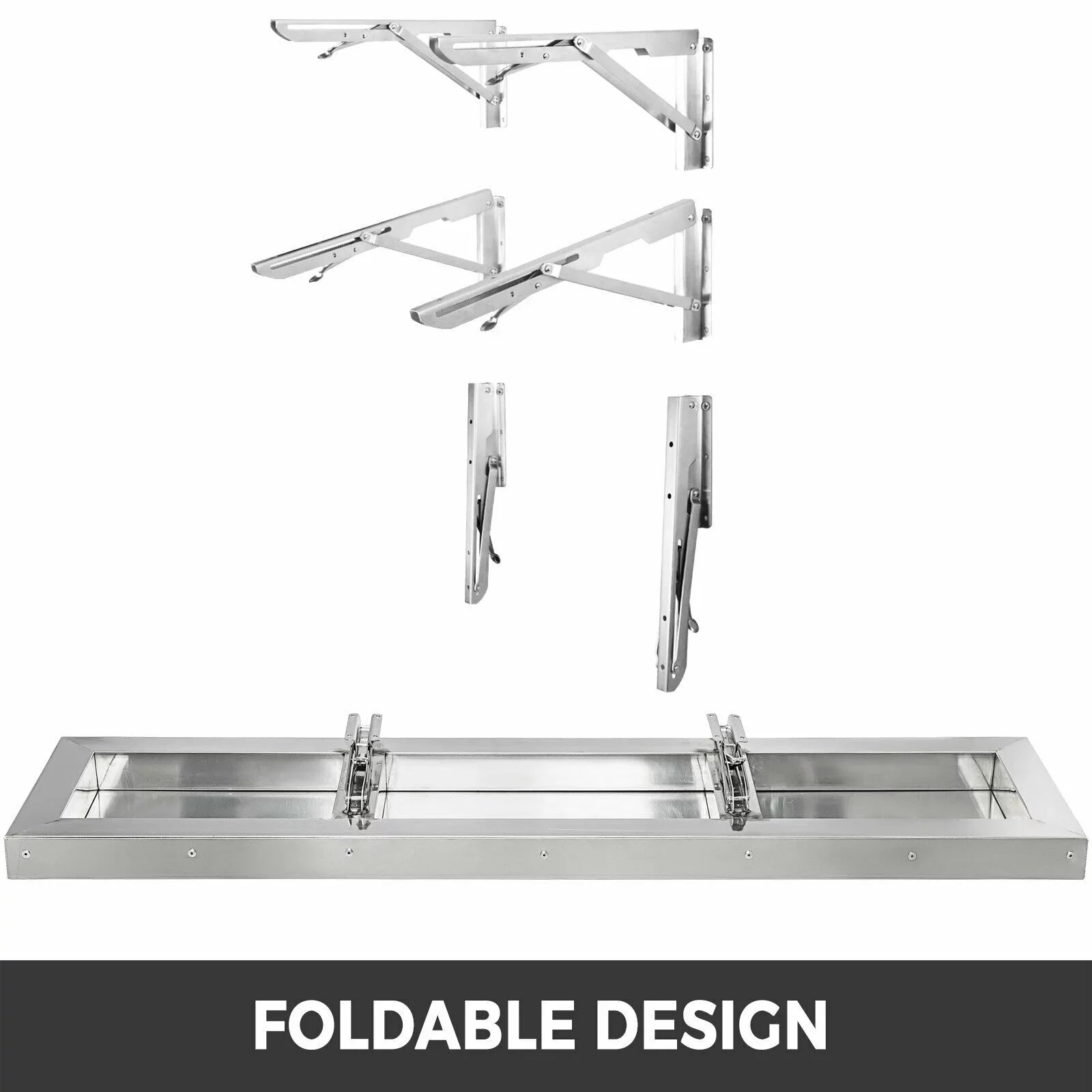 Concession Shelf 48L x 12W inch Stainless Steel Drop Down Folding Serving Food Shelf Stand Serving for Concession Trailer Serving Window