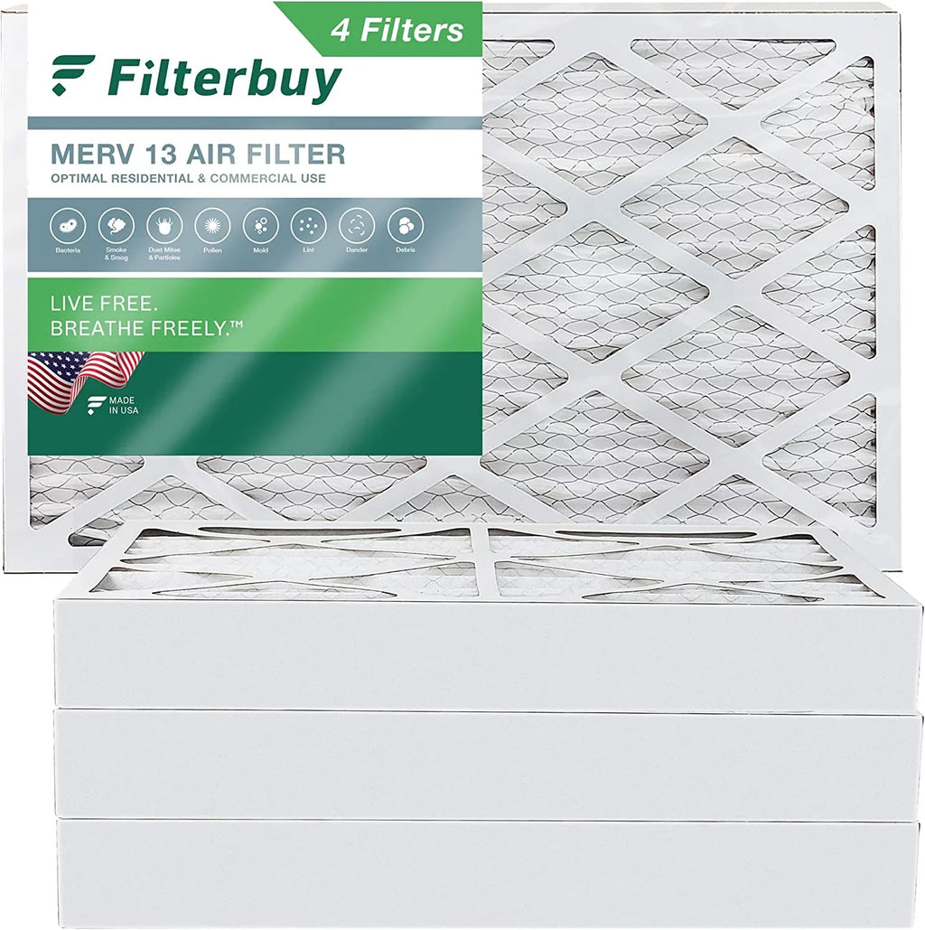 Filterbuy 10x25x4  13 Pleated   Furnace Air Filters (4-Pack)