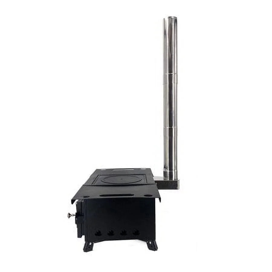 Portable Outdoor Wood Stove with Chimney Pipe, Cooking Heating Tool for Camping & Wild Survival