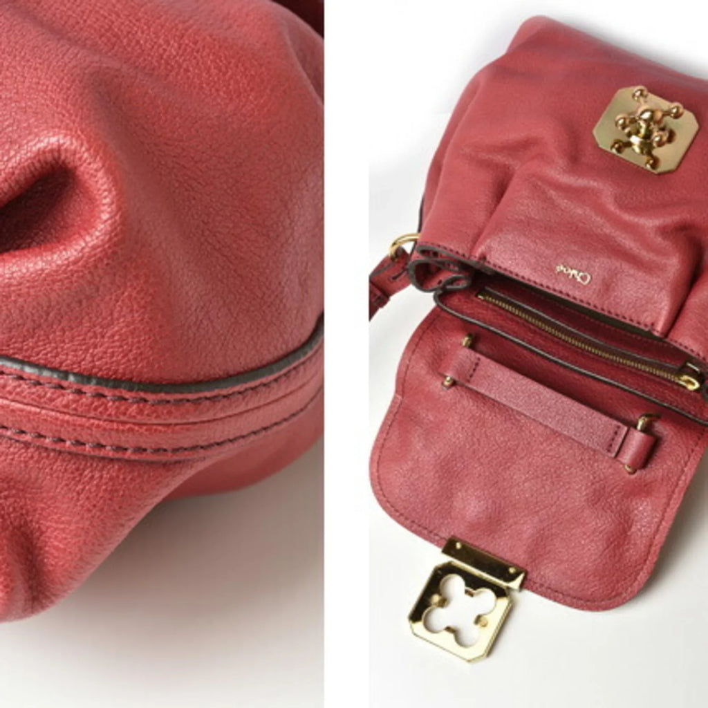 Pre-Owned Chloé Chloe handbag shoulder bag 2way  Elsie leather Bordeaux (Good)