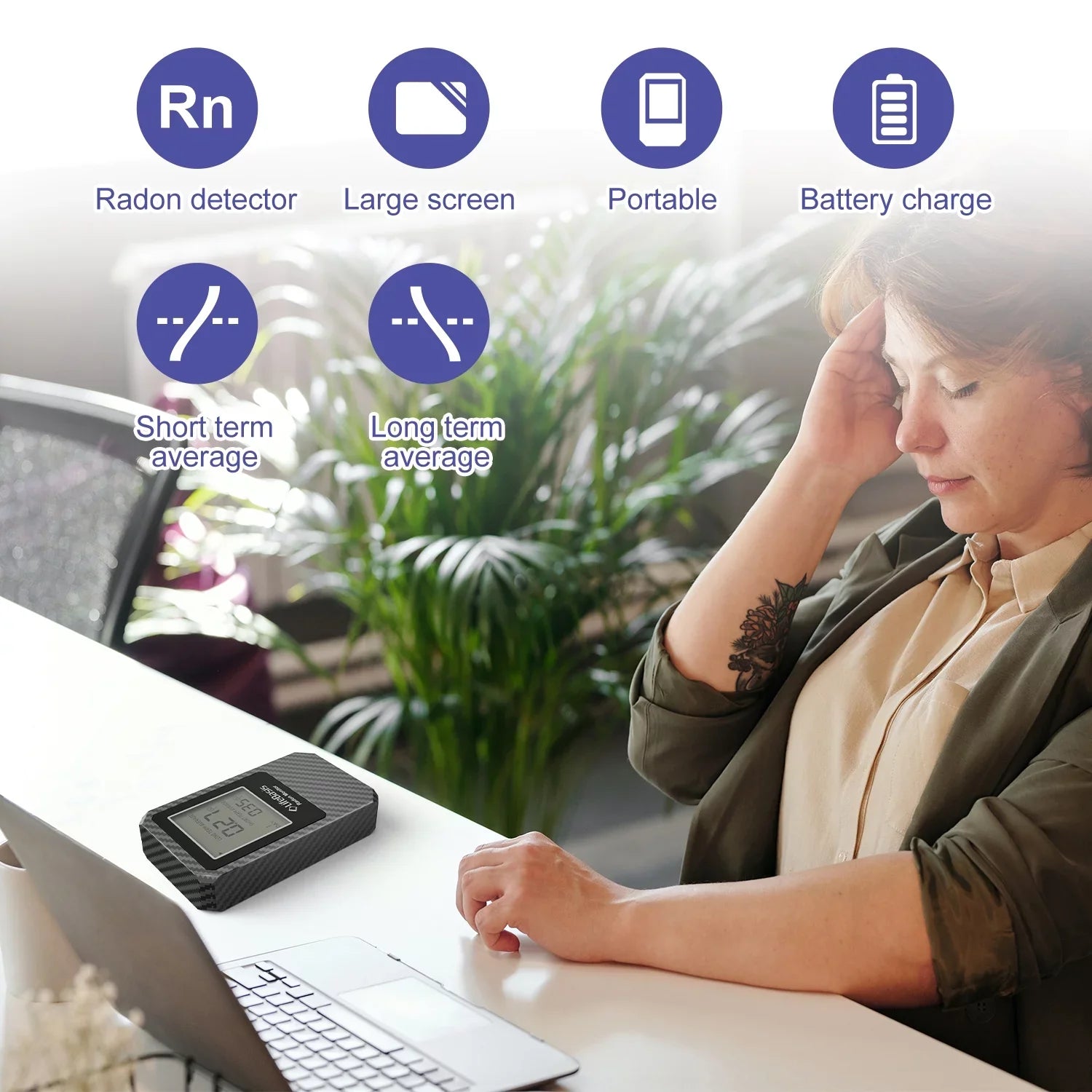 Life Basis Battery Operated Digital Radon Detector Home Radon Detector Portable