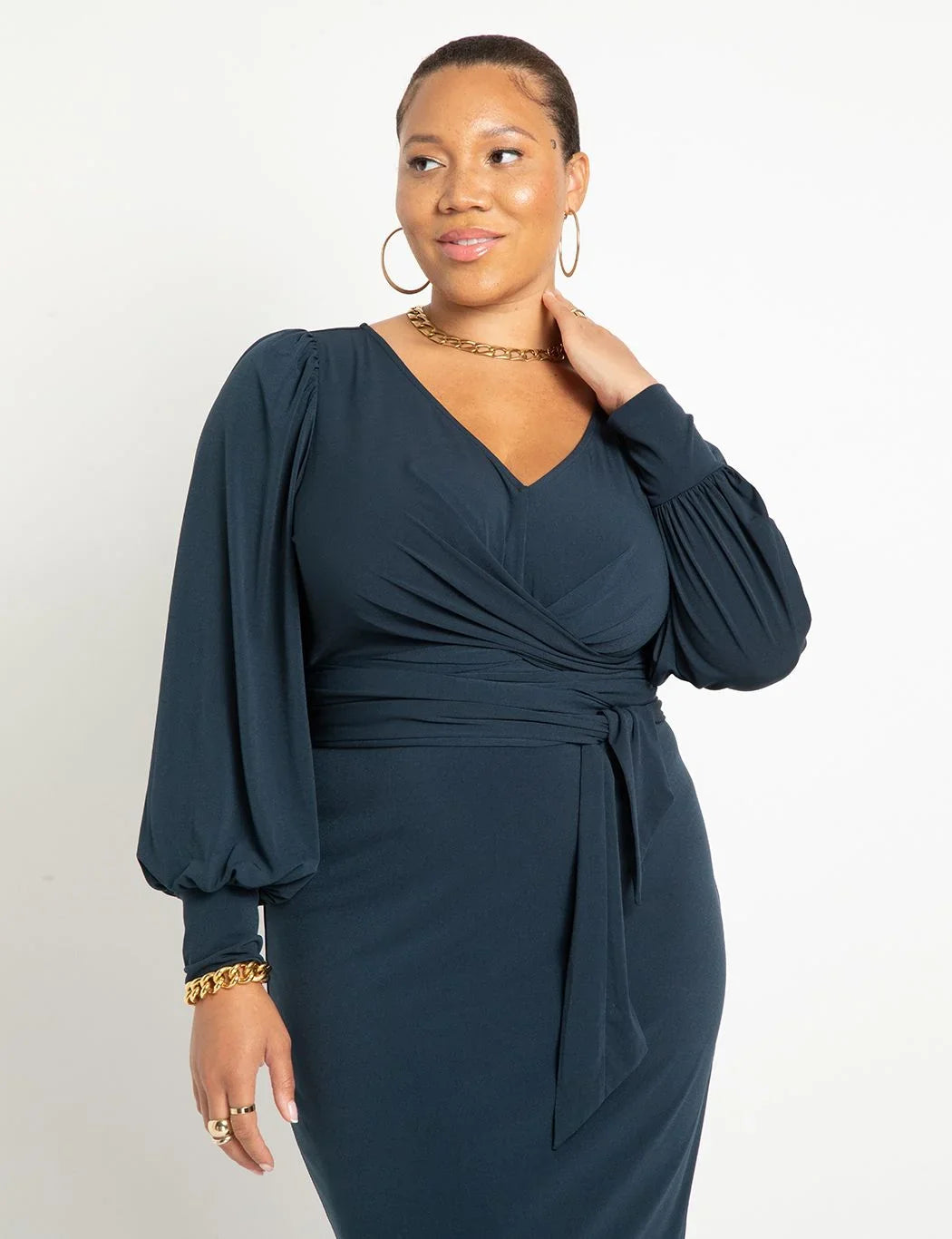 Women's Plus Size Cross Front Midi Dress - 18, Carbon