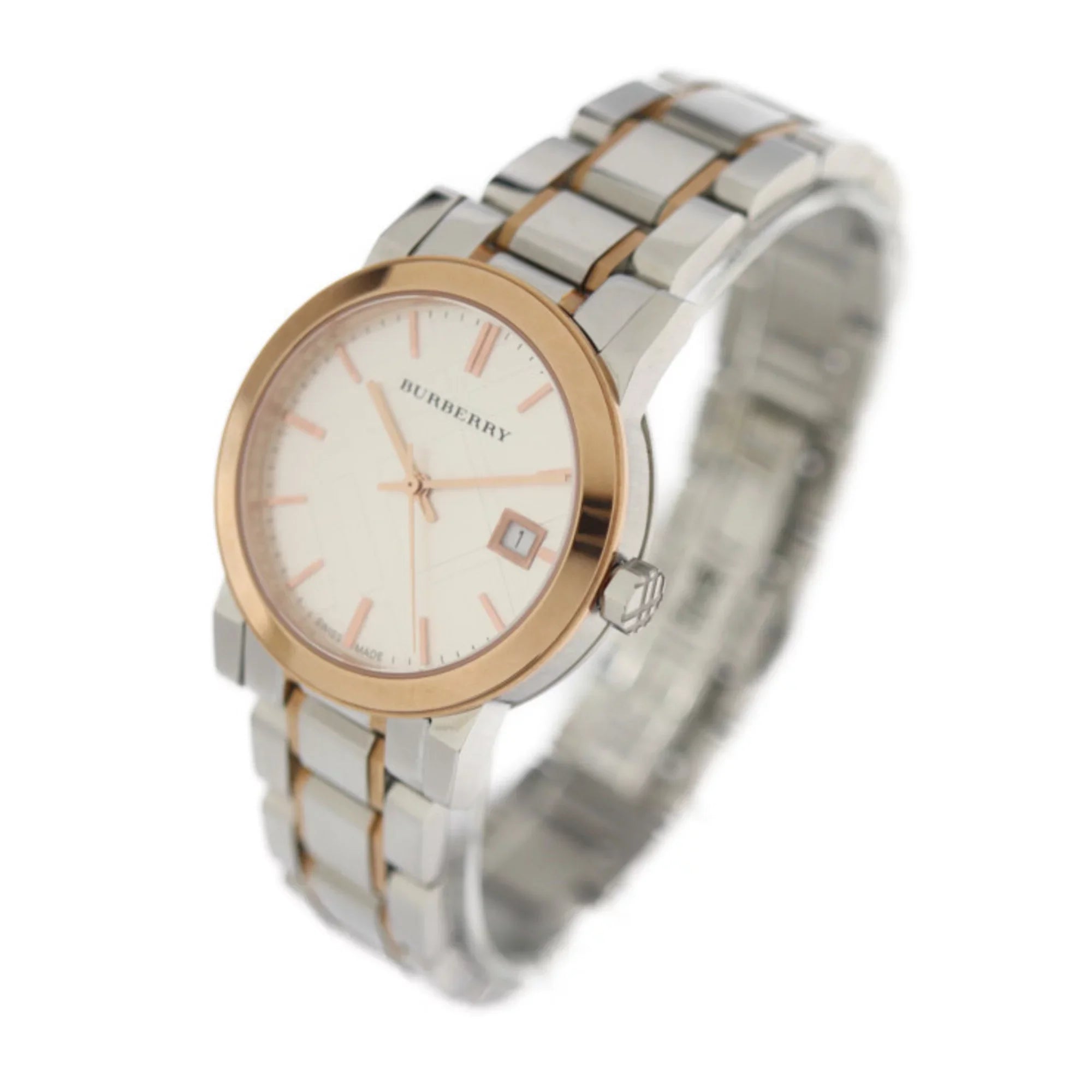 Pre-Owned  Burberry   watch BU9105 stainless steel silver rose gold quartz (Good)