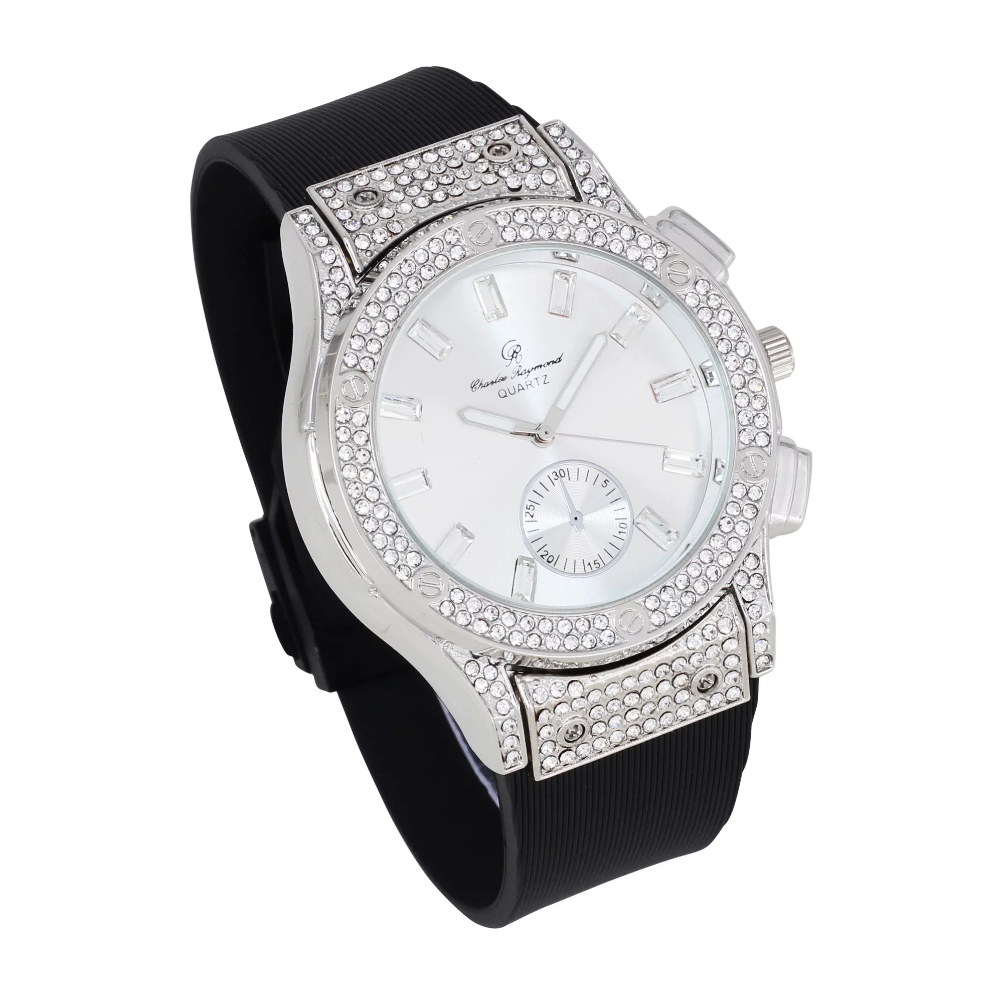 Bling-ed Out It's Lit! Hip Hop Watch & Jewerly Set w/Cuban Chain Bracelet, Kite Bling Earrings & Ring - GJM13 (8, ST10311  ) : B0CHF5CL34