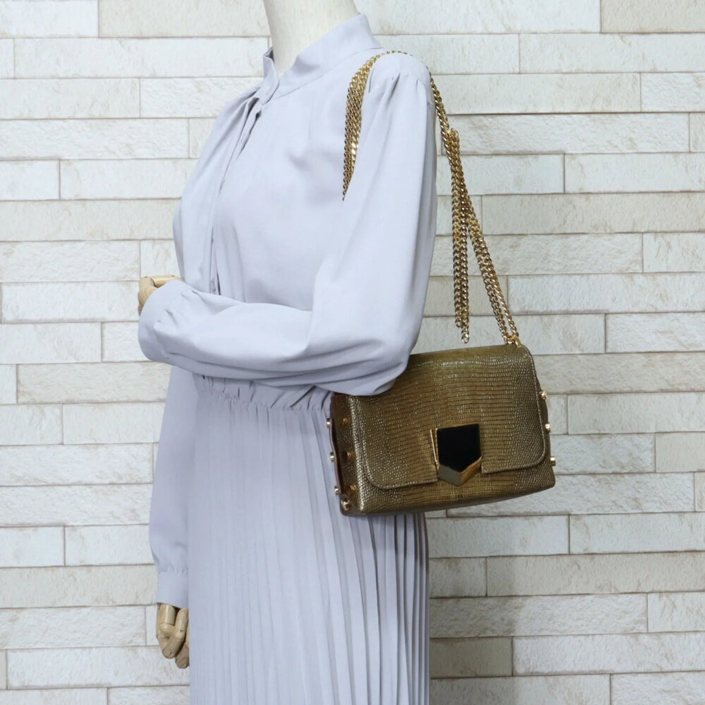 Pre-Owned Jimmy Choo Chain Shoulder Bag Leather Gold Women's (Fair)