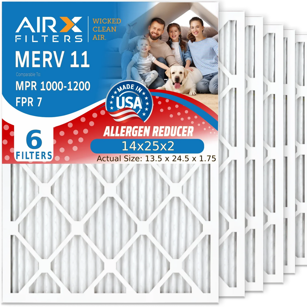 14x25x2 Air Filter  11 Comparable to  1000,  1200 &  7 Electrostatic Pleated Air Conditioner Filter 6 Pack  Premium  Made 14x25x2 Furnace Filters by     .