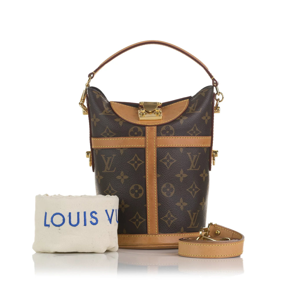 Unisex Pre-Owned Authenticated Louis Vuitton Monogram Duffle Canvas Brown Bucket Bag DrawstringBag