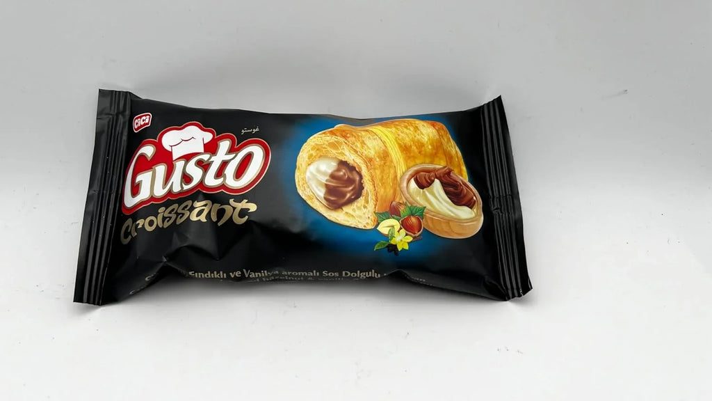 Croissant Gusto Soft Croissant With Chocolate And Hazelnut Vanilla Cream Filling, Breakfast Pastry, Individually Wrapped On The Go Snack (Pack Of 20)