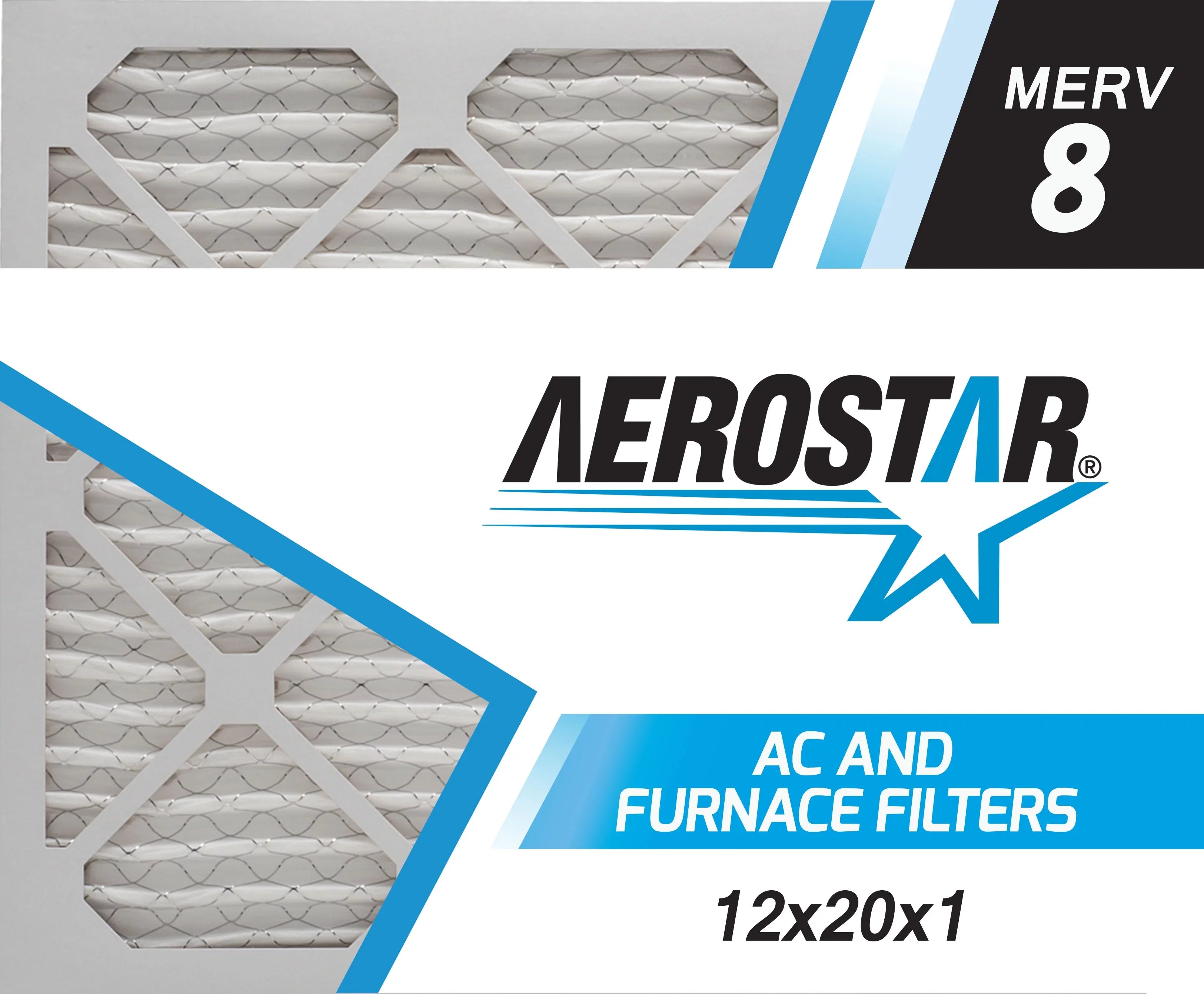 Aerostar 12x20x1   8,  Air Filter, 12x20x1, Box of 4