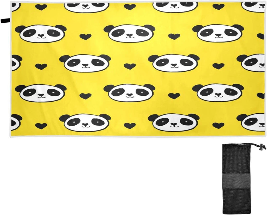 Bestwell Panda Beach Towel Oversized Towel Blanket, Thin Lightweight Microfiber Sand Free Quick Dry Towel, 30”X60” Multipurpose Pool Bath Yoga Swim Shower Towel