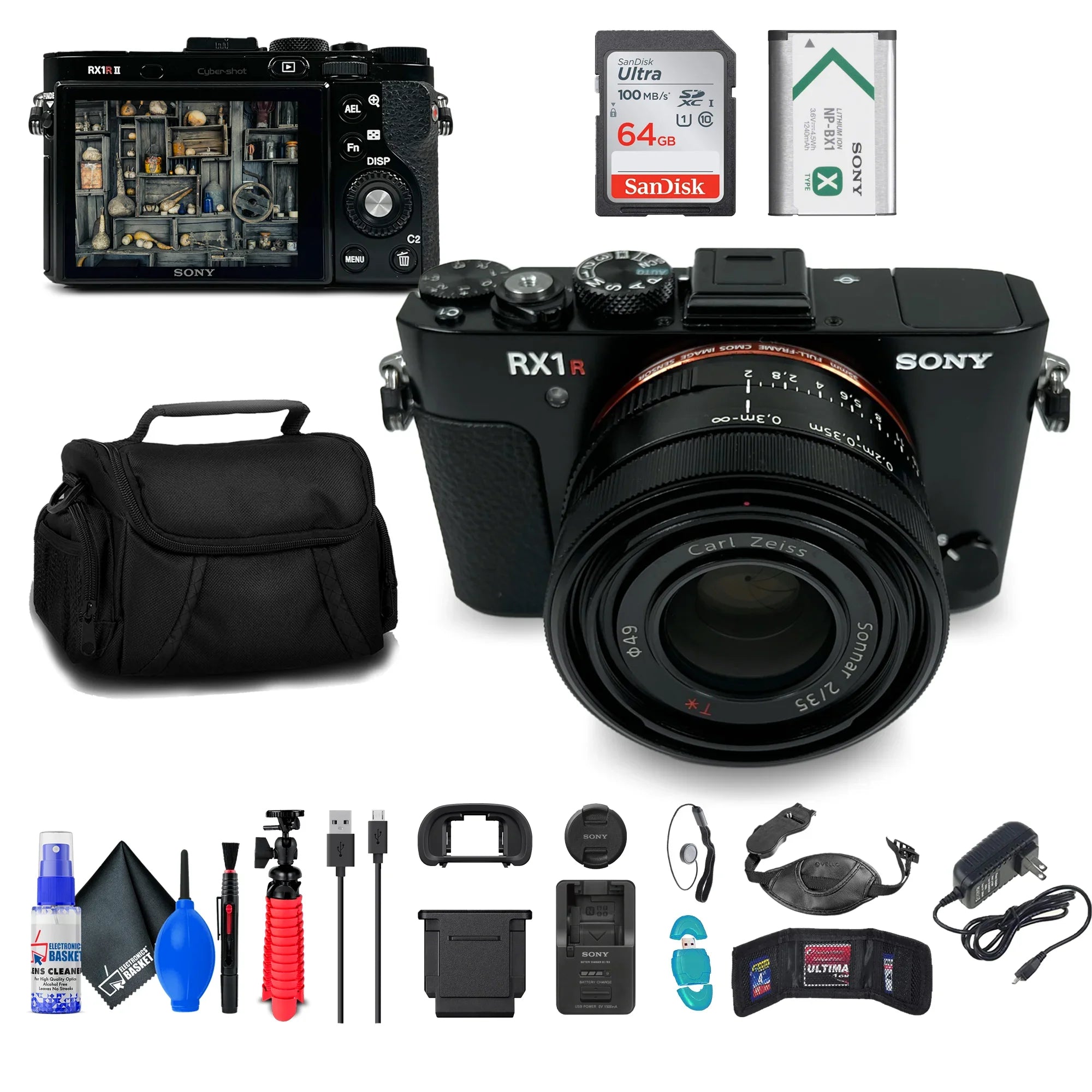 Sony Cyber-shot -RX1R  Digital Camera + 64GB Card + Card Reader + More