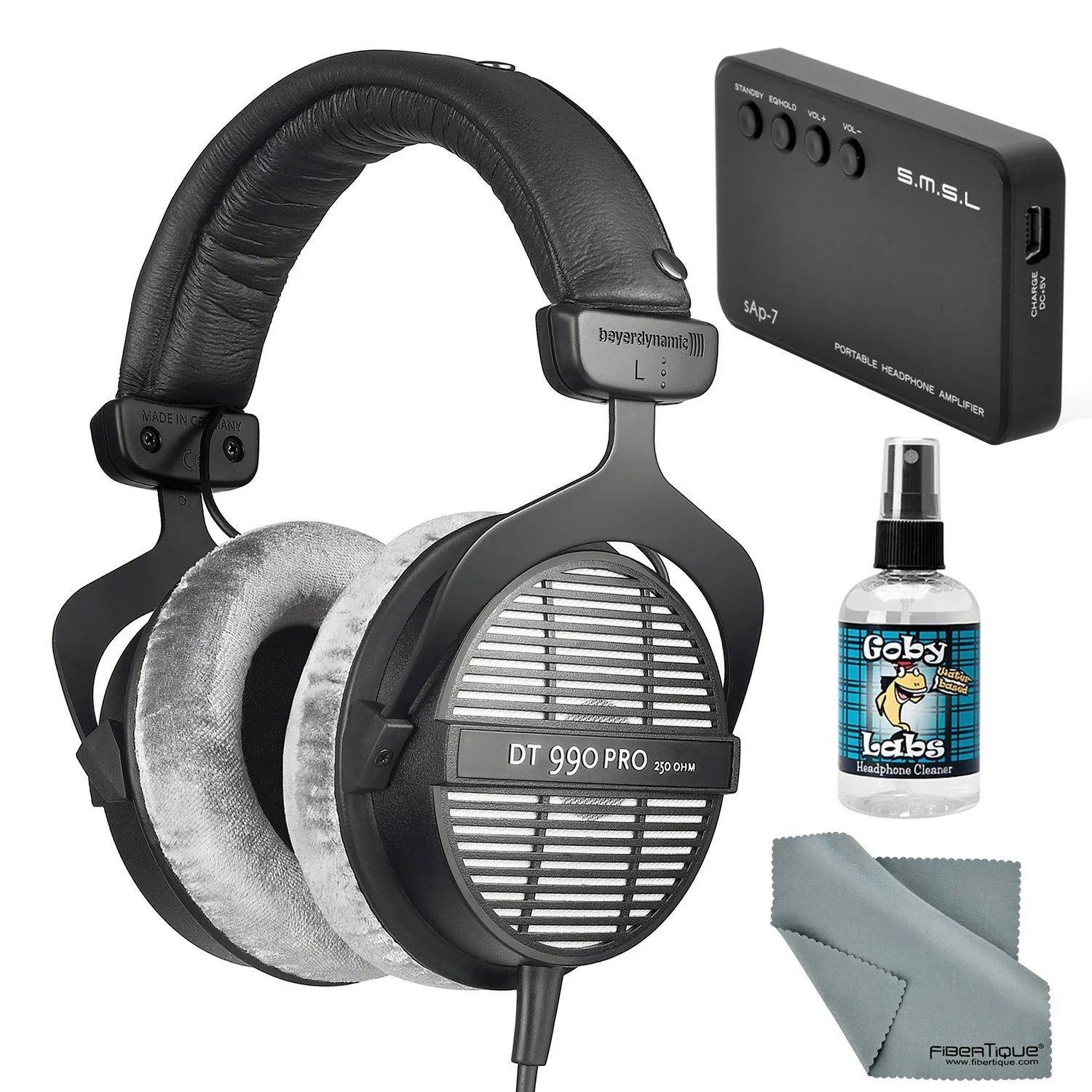 Beyerdynamic  990  250 Ohm Headphones with Amplifier + Cleaner + Fibertique Cloth Bundle