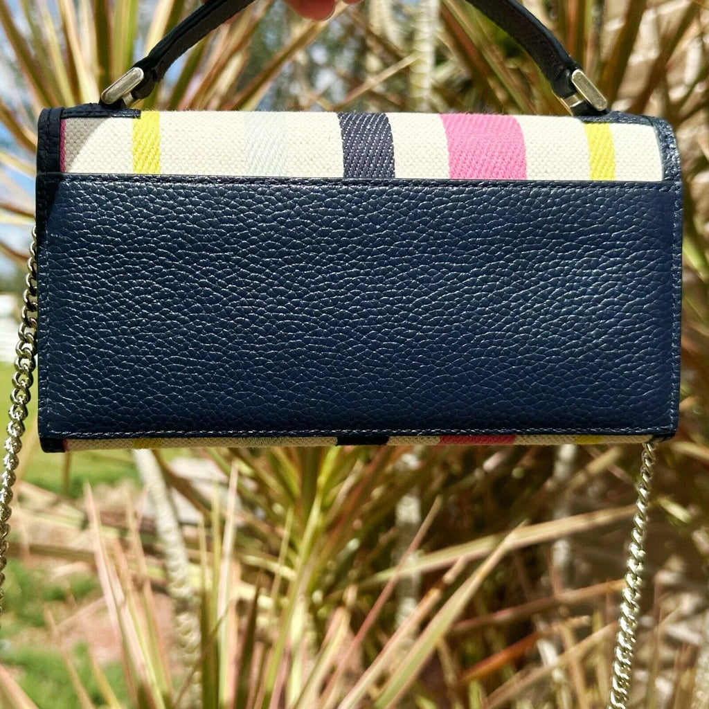 Kate Spade Roulette Canvas Stripe Top Handle Crossbody Multi Color Stripe