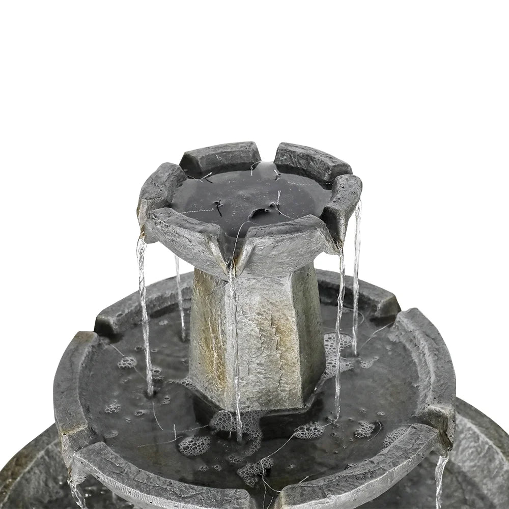 3 Tier Freestanding Waterfall Fountain, 43.3in H Outdoor Fountain with Bird Bath Decor for Garden Patio Backyard Deck Home Lawn Porch