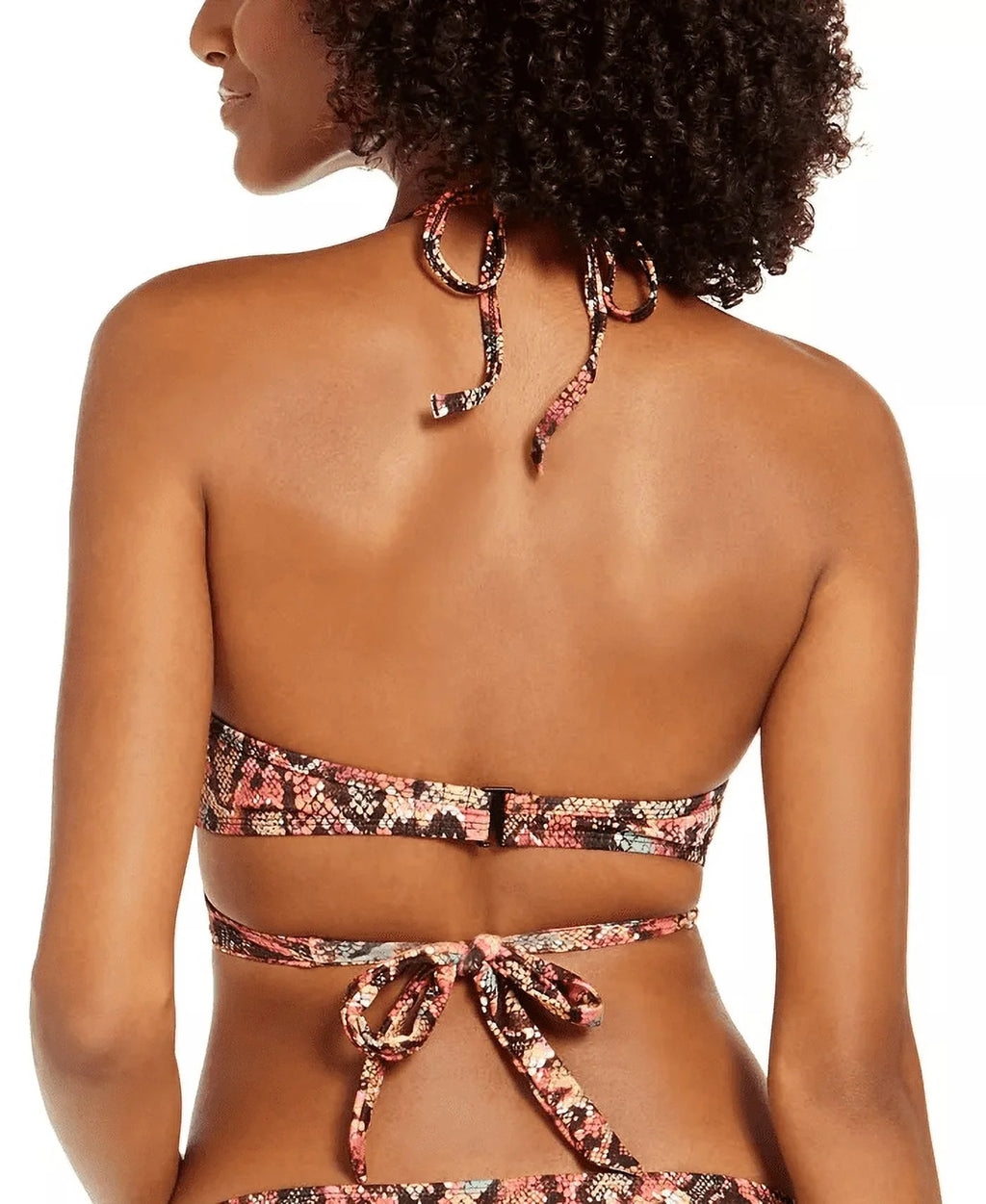 Sundazed Womens Reptilia Printed Bra Sized Halter Bikini Top,Python Multi,34 D