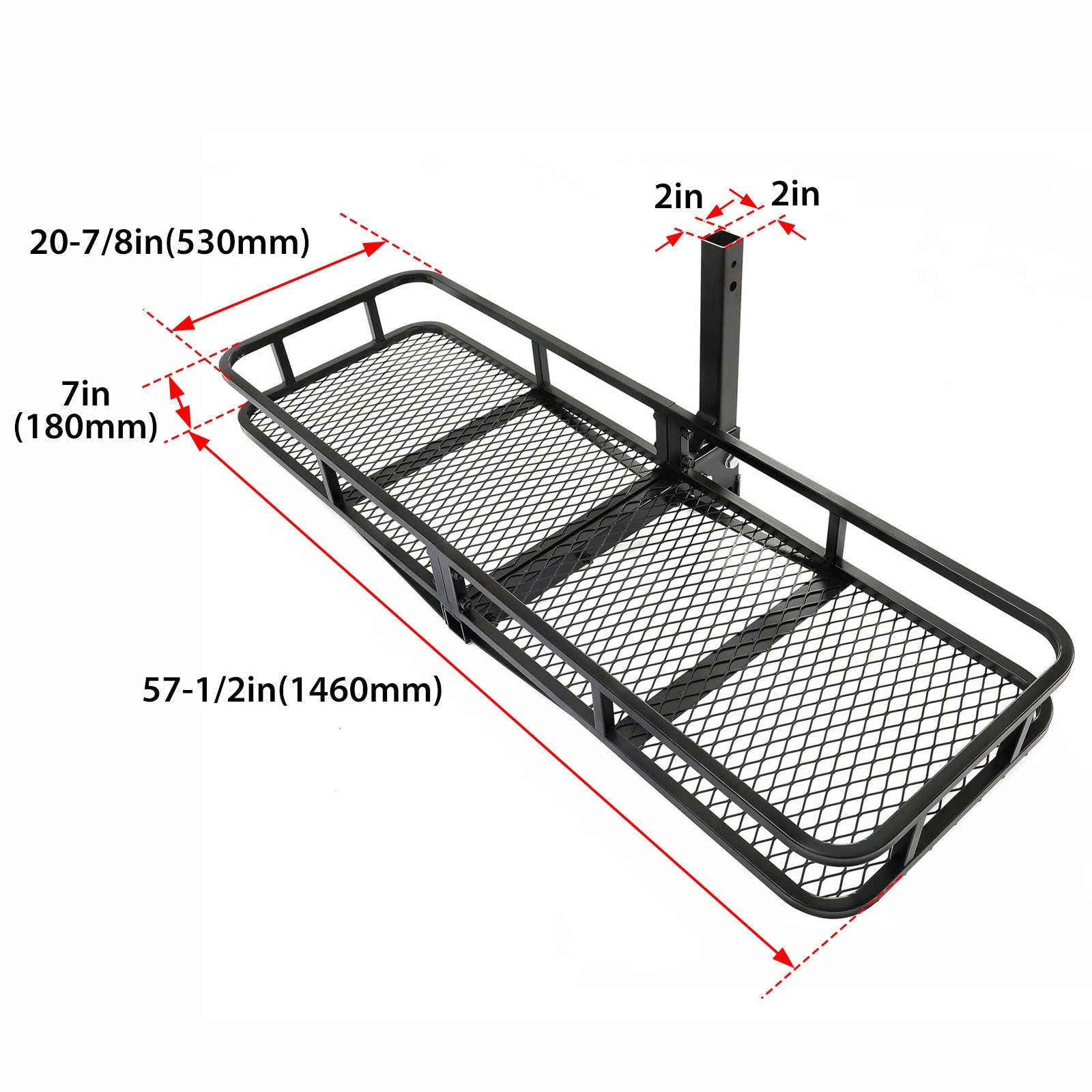 Kojem Hitch Cargo Carrier Rack 550lbs 60"x21"x6" for 2"x2" Hitch Receiver Van  Truck Trailer Folding Rear Luggage Basket Hitch Mount Cargo Rack