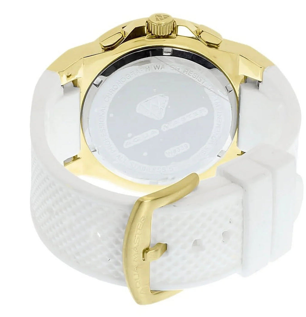 Mens Gold Tone Joe Rodeo Jojo 49mm White Silicone Band Chronograph Watch