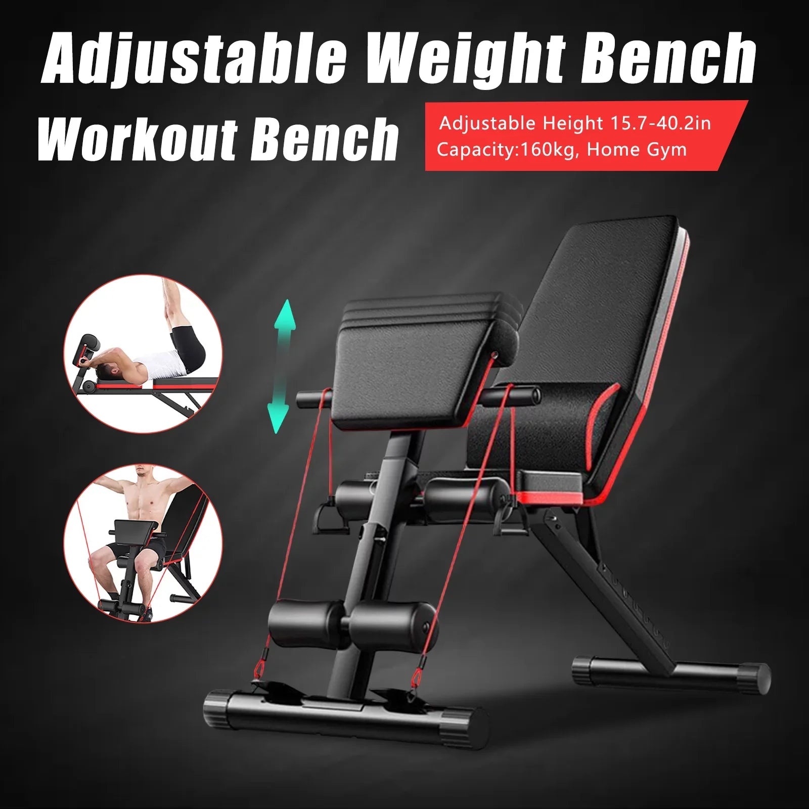 TOOL1SHOoo Foldable Adjustable Weight Bench Incline Decline Exercise for Full Body Workout Home Gym with Fast Folding
