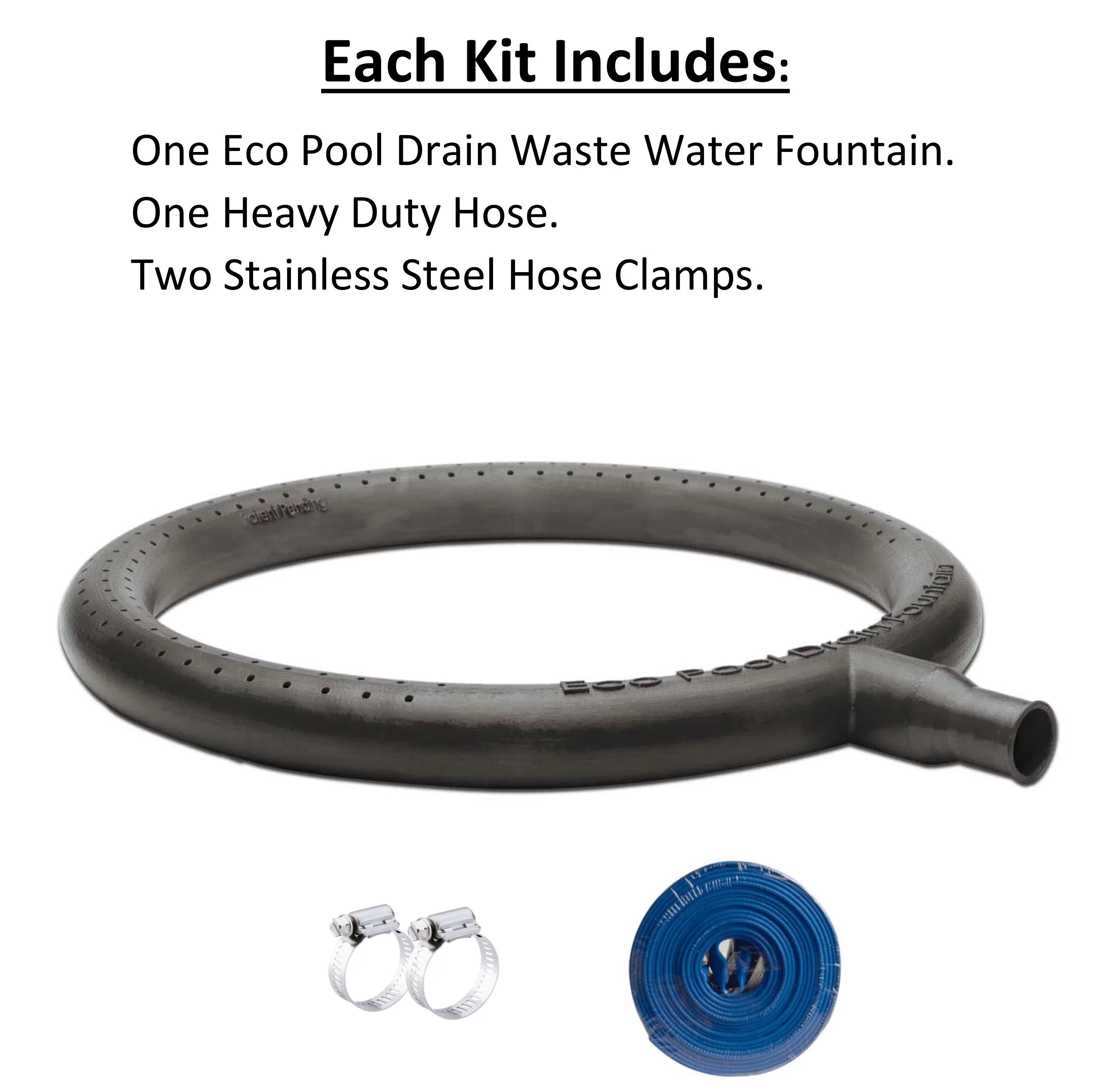Backwash Pool Hose Waste Water Fountain Kit for Sand & Cartridge Filtered Swimming Pools with 1.5" Hose #400