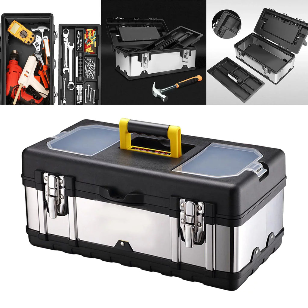 Toolbox Repair Tools Storage Case Lockable Carry Case for Car Trunks Plumber 17inch